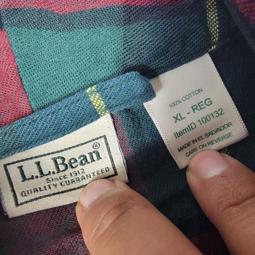 L.L. Bean Mens XL Red Green Flannel Bath Robe Warm Lounge Comfort 100132 - Picture 3 of 6