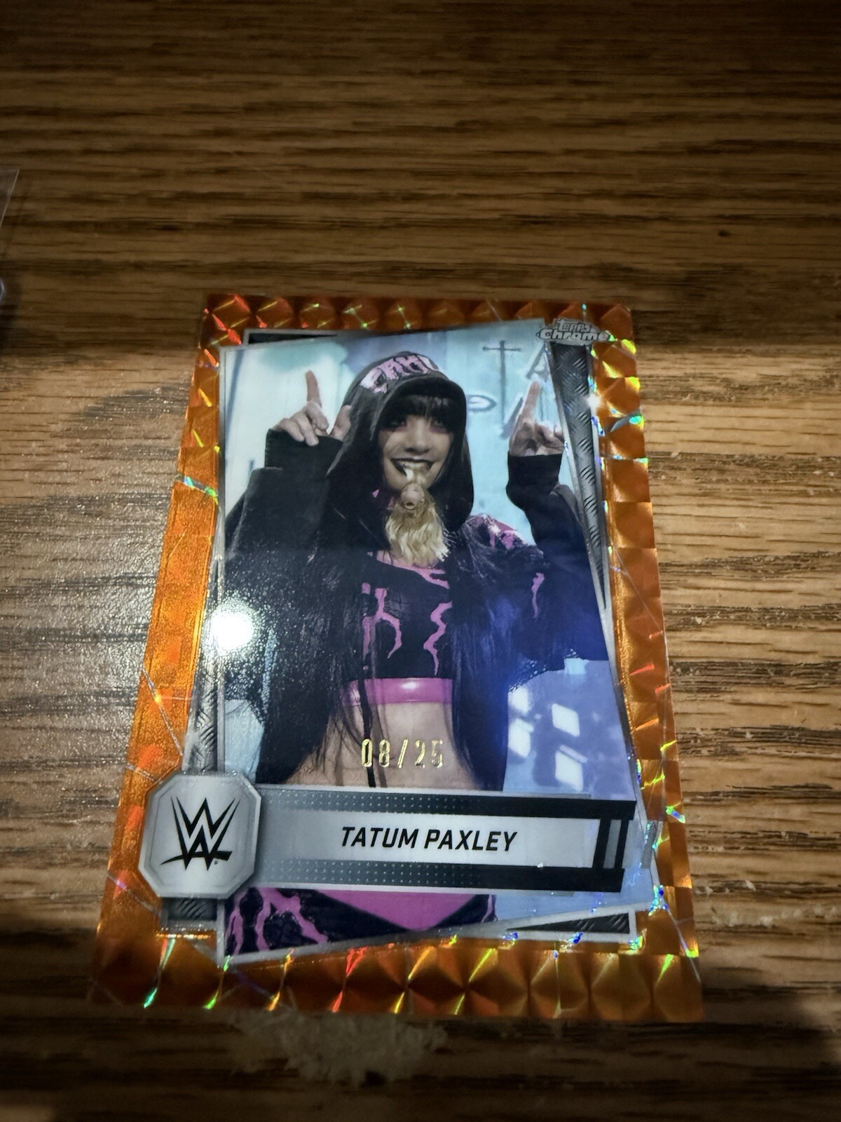 2025 Topps Chrome WWE Tatum Paxley Orange Geometric /25 SP NXT