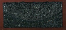 1960s BLACK BEADED EVENING BAG  D516 9" X 4"