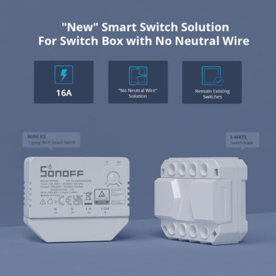 Sonoff S-MATE Smart Switch, Wandtastermodul eWeLink-Remote