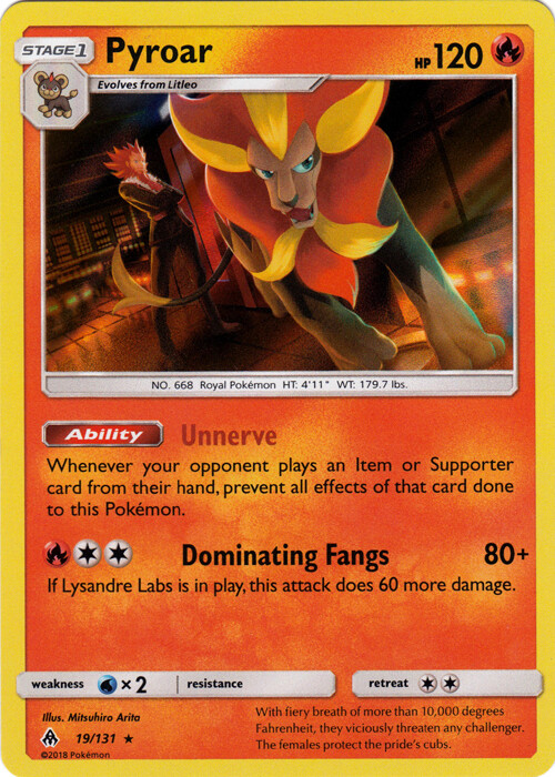 x1 Pyroar - 19/131 - Holo Rare Pokemon SM6 Forbidden Light M/NM