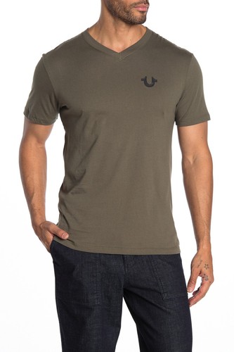 True Religion Men's V-Neck T-Shirt Horseshoe Logo Short Sleeve Tee - Picture 4 of 15