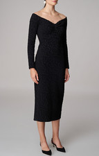 NWT. $1999Carolina Herrera Off-The-Shoulder Leopard Jacquard Midi Dress Sz XS/TP