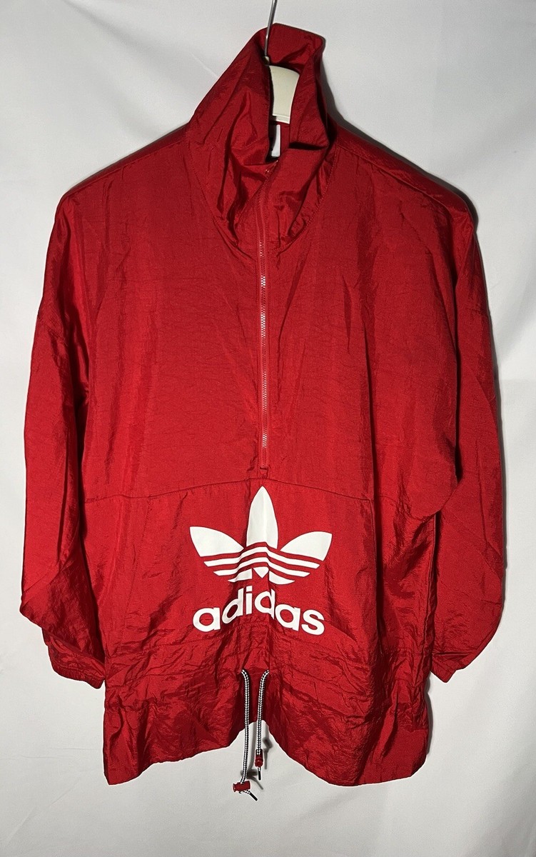 Giacca Vento Lungo Vestito Donna Adidas Rosso BiancoTaglia M Donna