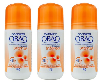 Garnier Obao Deodorant No Alcohol, Frescura Intensa, Made in Mexico, 65g (THREE)