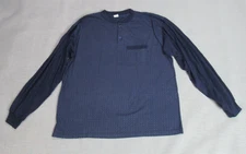 Nikys Collection T Shirt Mens Size XL Blue Geometric Henley Long Sleeve Lounge