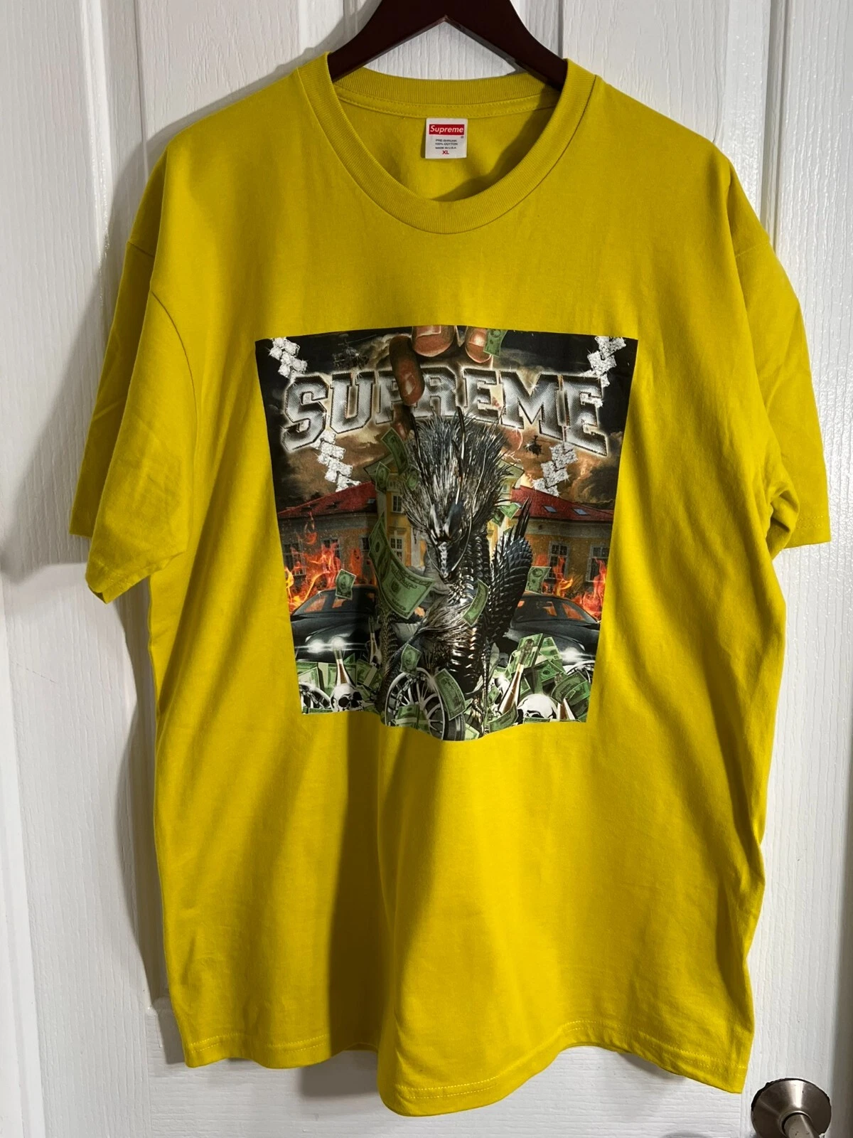 Supreme Dragon Tee shirt manches courtes argent top jaune extra large XL SS20