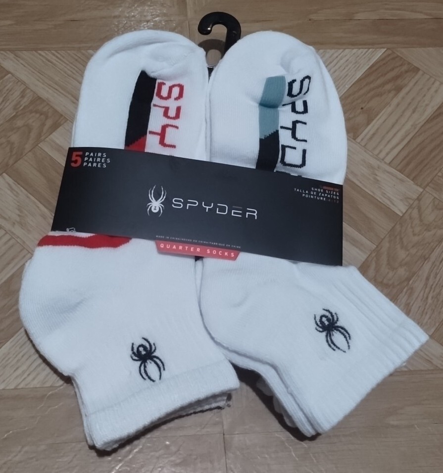 Spyder Quarter Socks 5Pairs Cushioned Men's 612 White Brand New eBay
