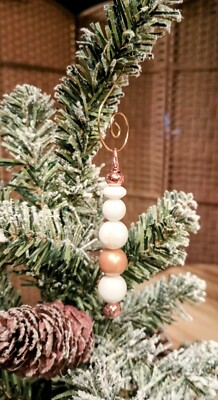 Handcrafted Beaded Christmas Ornament - New - Swirl Hook - Gold Gingerbread Man