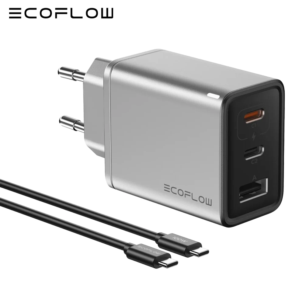 EcoFlow RAPID 65W GaN USB A C Handy Notebook Schnellladegerät mit 100W Kabel 
