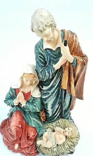Christmas Nativity Centerpiece Holiday Hand Painted Polyresin 8 3/4 in Tall - Imagen 3 de 5