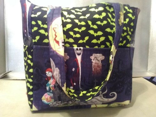 Nightmare Before Chirstmas Jack Sally Bats Purse/Project Bag Handmade 12x12 - Picture 6 of 8