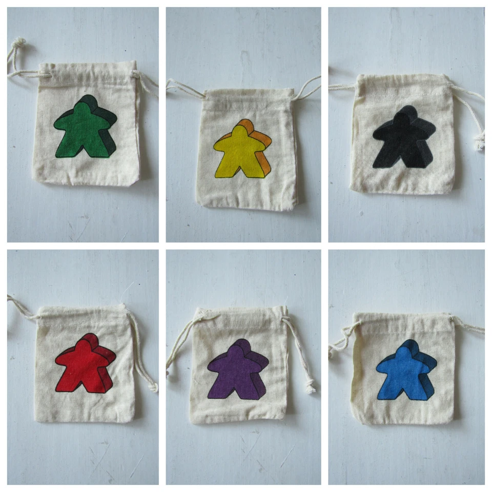 HANS IM GLÜCK Carcassonne Meeple Beutel- 6 Farben zur Wahl - Stoffbeutel - NEU - Aufbewahrung