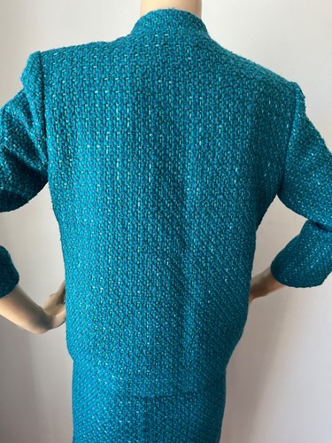 NUEVO TRAJE DE VESTIDO ST JOHN TEJIDO TALLA 10 VERDE AZULADO MULTI - Imagen 7 de 11