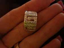 NEW FINE SILVER OVER BRONZE DIAMOND ACCENT GREEK KEY HOOP EARRINGS $99