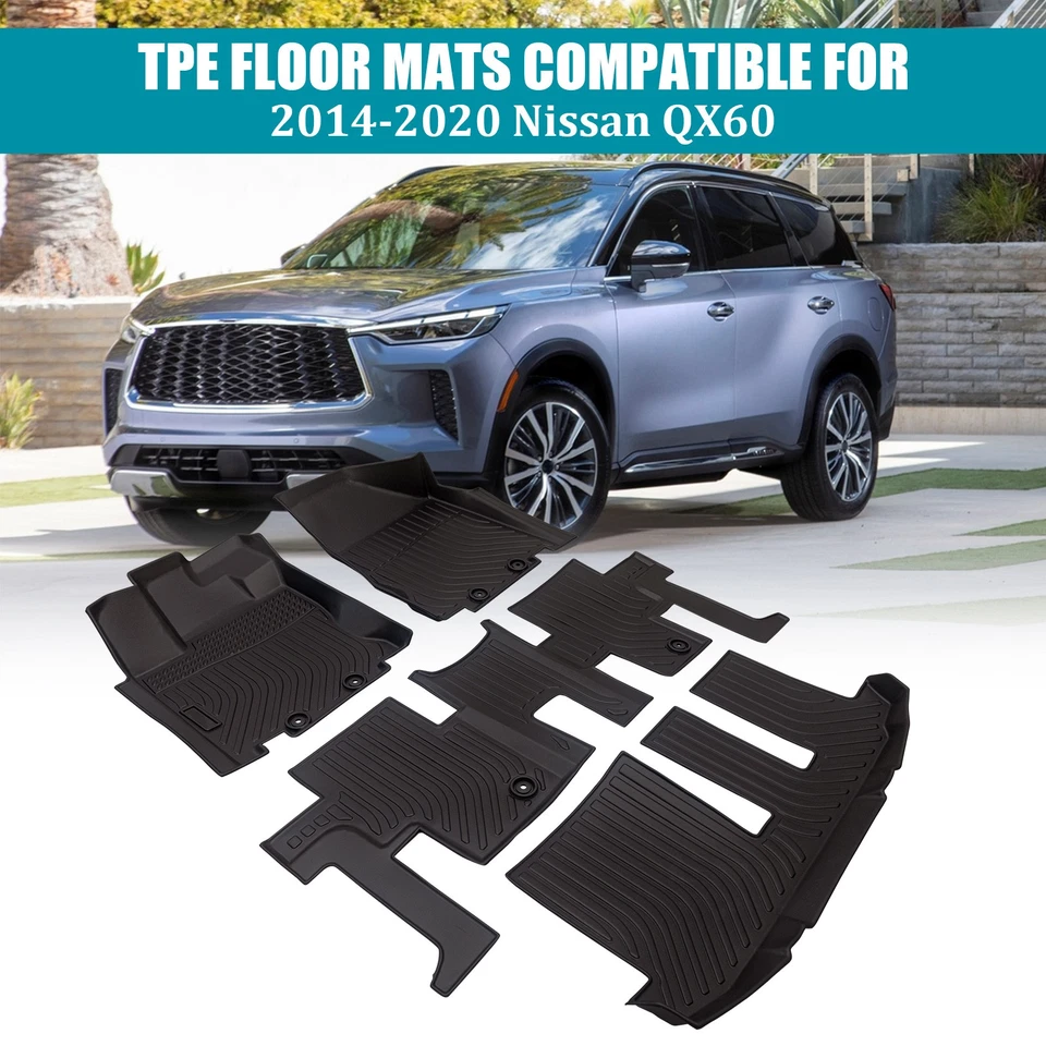 3D TPE Floor Mats Liners Set for 2013-2020 Nissan Pathfinder 14-20 Infiniti QX60 Foto 2 de 4