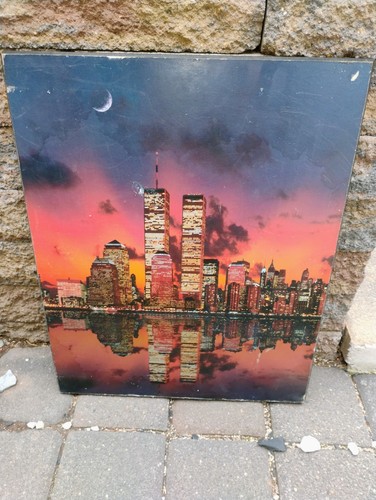 Vtg World Trade Center Twin Towers NYC Skyline Ready To Hang Picture - Picture 1 of 7