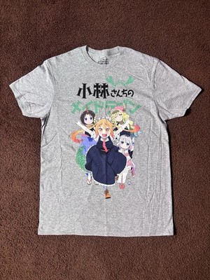 Miss Kobayashi s Dragon Maid Medium Adult T Shirt Anime Kanji Group Grey