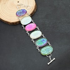 Pink Triplet Opal Green Triplet Opal 925 Sterling Silver Jewelry Bracelet 7-8