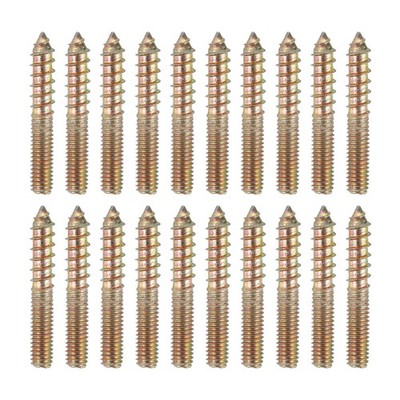 20Pcs M6x40mm Double Ended Screws, Self-Tapping Hanger Bolts, Color Zinc