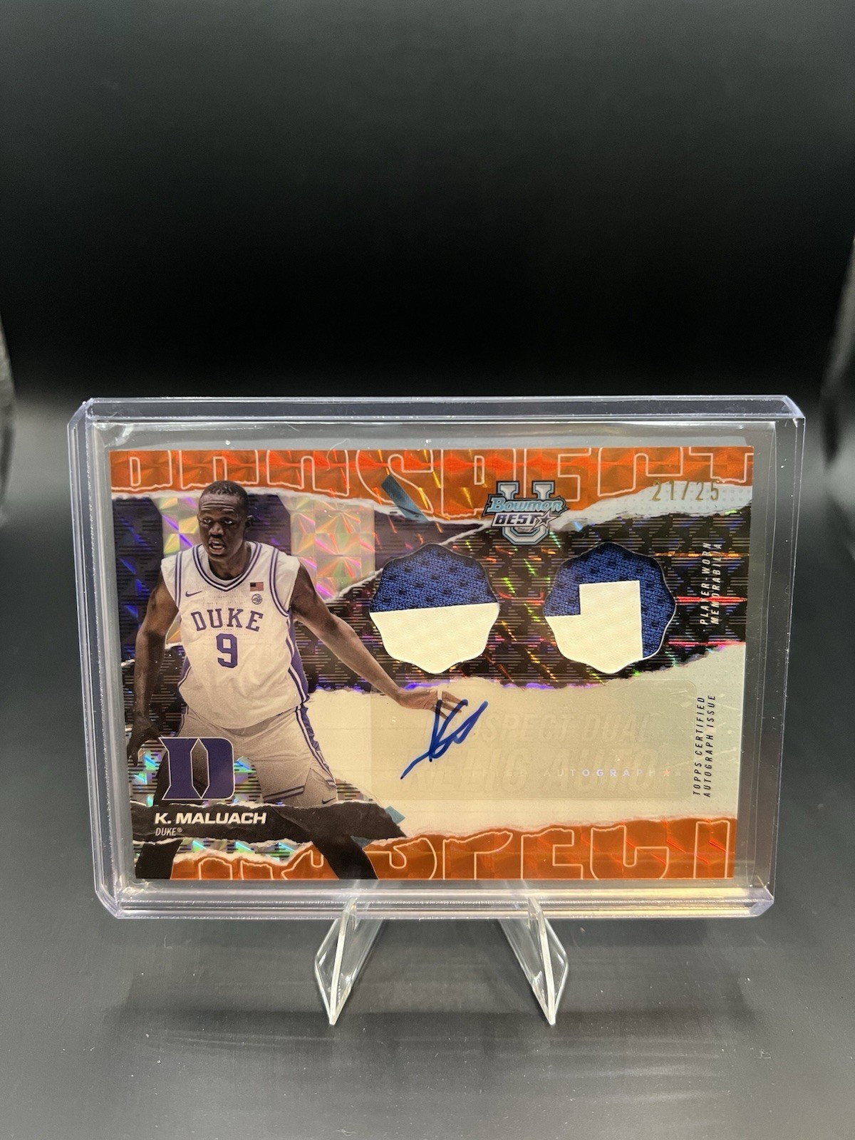 2024 Bowman U Best Orange Geometric Refractor /25 Khaman Maluach #PDRA-KM Auto