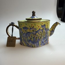 2610033 Vintage Charlotte Di Vita handbemalte Mini Teekanne Emaille auf Kupfer