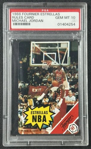 MICHAEL JORDAN PSA 10 1988 FOURNIER ESTRELLAS RULES CARD 4254