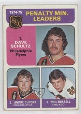 1975-76 Topps League Leaders Dave Schultz Andre Dupont Phil Russell #211 08uw