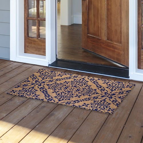 Briarwood Lane Blue Damask Coir Doormat 18 x 30 - Picture 2 of 3