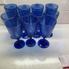 Vintage Hand Blown Cobalt Blue Swirl Goblets Set Of 11