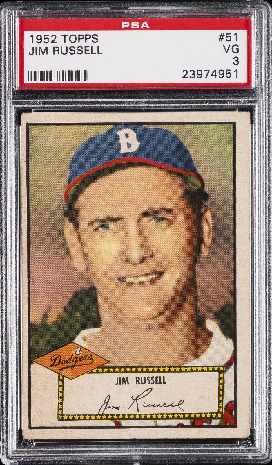1952 TOPPS #51 JIM RUSSELL PSA 3