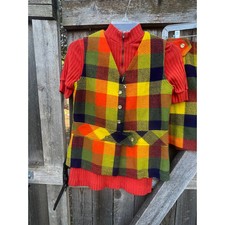 VTG 1970s Playmore wool blend orange plaid SK...