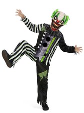 Scary Clown Costume for Kids, Boys Halloween 3-Piece Set with Mask