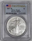 2007*W PCGS MS69 Silver Eagle First Strike Flag Label
