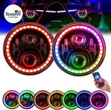 7 Inch round LED Headlight RGB Halo Angel Eyes DOT Approved Halo Headlights for