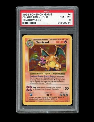 Pokemon PSA 8 NM-MINT Charizard Shadowless Base Set 1999 Holo Card 4/102 |  eBay