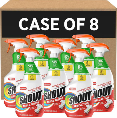 Shout Active Enzyme Laundry Stain Remover Spray 22 Fl Oz, Pack of 8