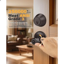 Front/Exterior Door Lever Lockset with Single Cylinder Deadbolt, 1 Pack Keyed...
