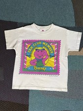 Vtg 90s Barney Dinosaur Fan Club Member HTF Kids Size 5/6 T-Shirt Glitter TV