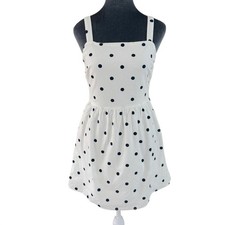 Everly Retro Girly Polka Dot Fit & Flare Mini Sundress Square Neck Tie Back S