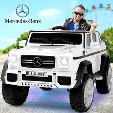 12V Battery Kids White Ride On Car Electric Mercedes-Benz Truck w/LED,MP3,Remote