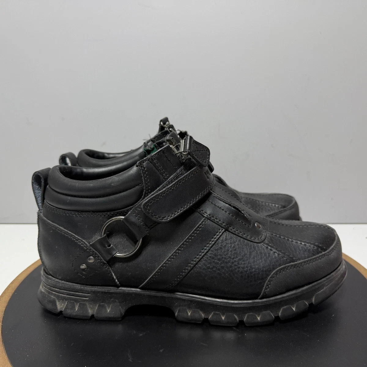 Polo Ralph Lauren男式黑色拉链靴| eBay