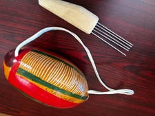 Vintage Guiro Percussion Musical Instrument Ribbed Painted Cartagena Colombia