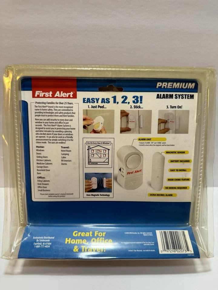 First Alert Instant Alarm Windows or Doors Peel Stick As Seen on TV NEW & SEALED - Image 2 of 2