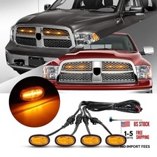 4 Pcs Led Grill Lights Compatible with 2013-2018 RAM Amber Light Amber Shell