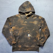 Carhartt Kids M 10-12 Brown Acid Wash Pullover Hoodie TS6488-B Logo Sweatshirt