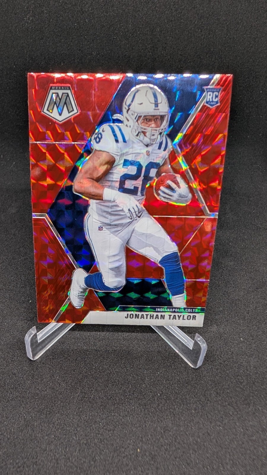2020 Panini Mosaic Jonathan Taylor Red Mosaic Prizm Rookie RC #216 Colts