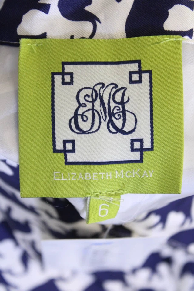 Vestido para mujer Elizabeth McKay estampado gráfico de seda con cuello línea A blanco talla L Foto 4 de 4