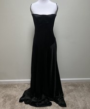 House of CB Black Anabella Corset Gown Dress Satin Lace Up Back Size M Formal