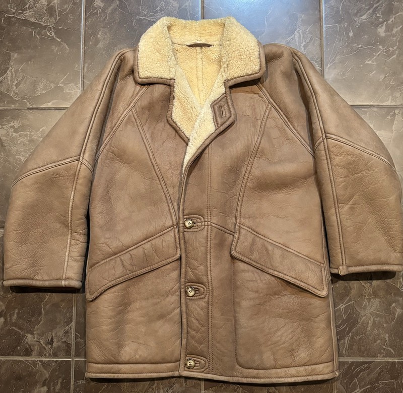 Vintage Vagrant Italia Leather Shearling Coat Jacket Very Nice! Fits L